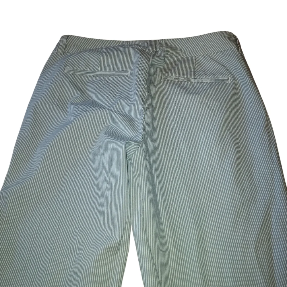 Maison Jules Seersucker Lou Lou Striped Pants Grey Combo Women's 8 Coastal Beach